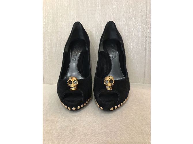 ALEXANDER MCQUEEN Tacchi T.EU 37.5 Camoscio Nero - vista 2