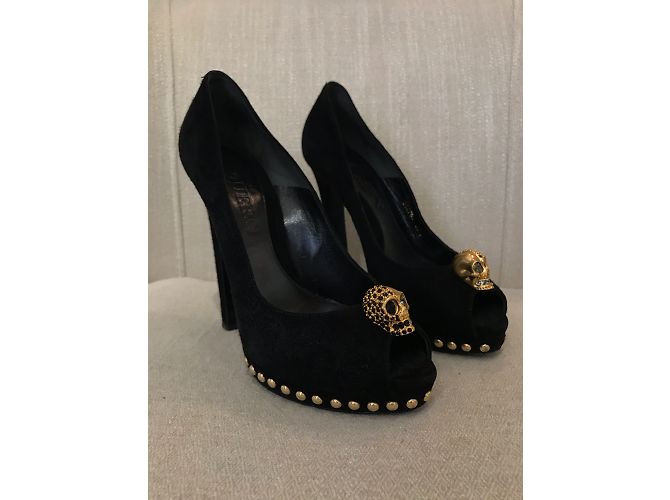 ALEXANDER MCQUEEN Tacchi T.EU 37.5 Camoscio Nero - vista 3