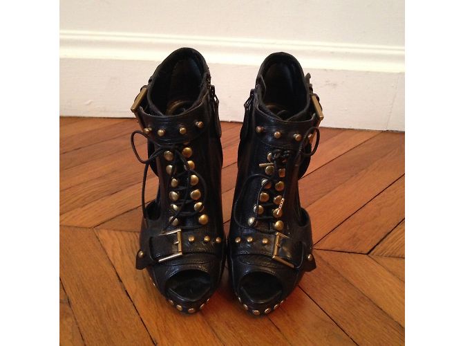 ALEXANDER MCQUEEN Stivaletti T.EU 37 Pelle Nero - vista 2