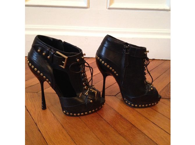 ALEXANDER MCQUEEN Stivaletti T.EU 37 Pelle Nero - vista 3