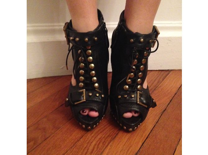 ALEXANDER MCQUEEN Stivaletti T.EU 37 Pelle Nero - vista 7