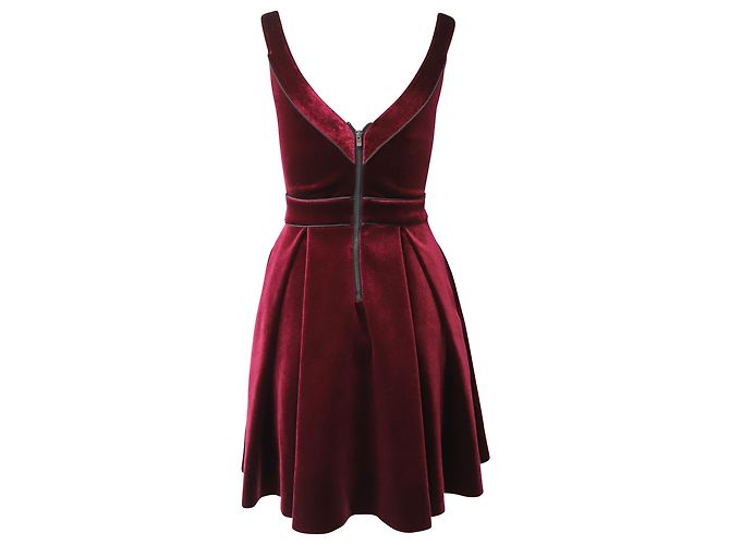 Mini abito Maje senza maniche con scollo a V in velluto rosso - vista 3