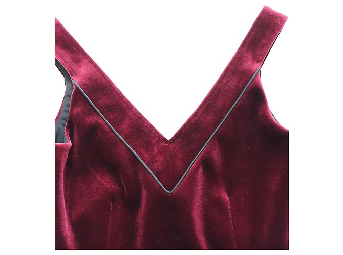 Mini abito Maje senza maniche con scollo a V in velluto rosso - vista 4