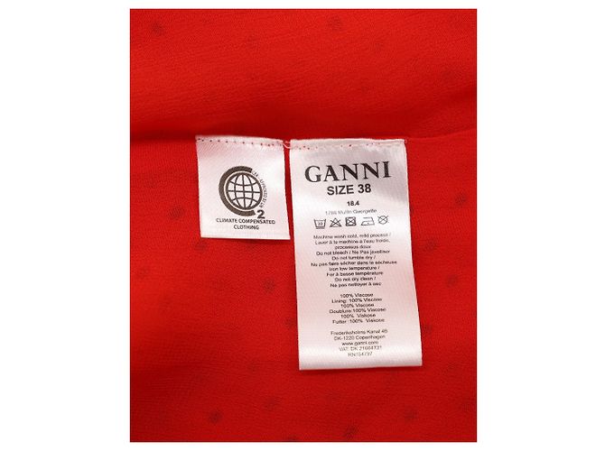 Ganni Polka Dot Rüschenkleid aus roter Viskose - Ansicht 5