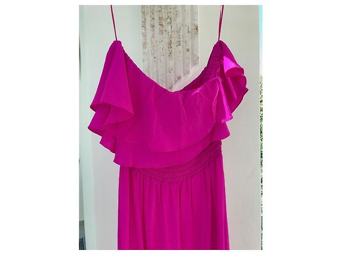 Autre Marque Trägerloses Seidenkleid in Fuchsia Fuschia - Ansicht 2