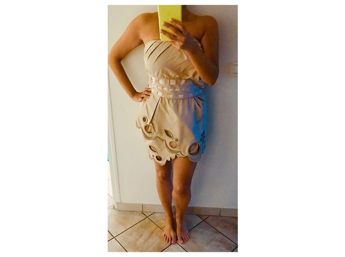 Victor & Rolf VIKTOR&ROLF Trägerloses kurzes Kleid Beige Baumwolle Pink - Ansicht 2
