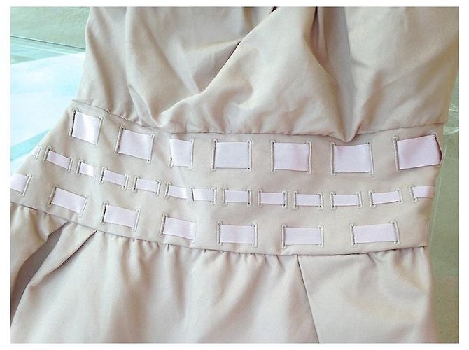 Victor & Rolf VIKTOR&ROLF Trägerloses kurzes Kleid Beige Baumwolle Pink - Ansicht 4