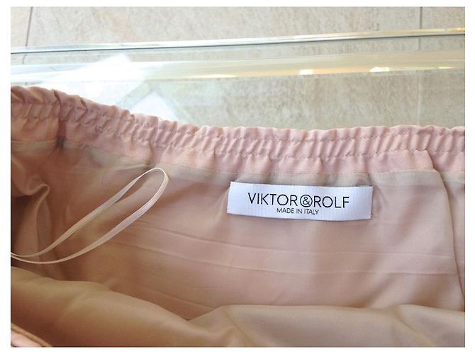 Victor & Rolf VIKTOR&ROLF Trägerloses kurzes Kleid Beige Baumwolle Pink - Ansicht 7