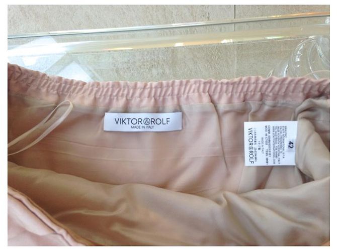 Victor & Rolf VIKTOR&ROLF Trägerloses kurzes Kleid Beige Baumwolle Pink - Ansicht 8