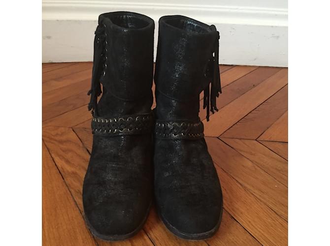 Botines BALMAIN T.EU 37 de ante Negro - vista 2