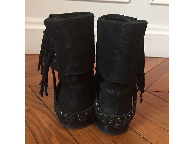 Botines BALMAIN T.EU 37 de ante Negro - vista 3