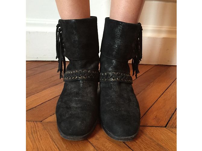 Botines BALMAIN T.EU 37 de ante Negro - vista 7