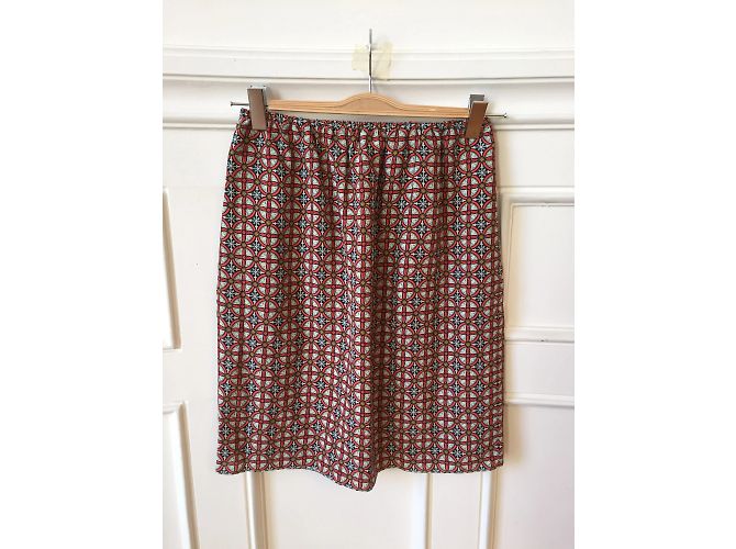 Faldas CARVEN T.FR 36 Seda Roja - vista 2