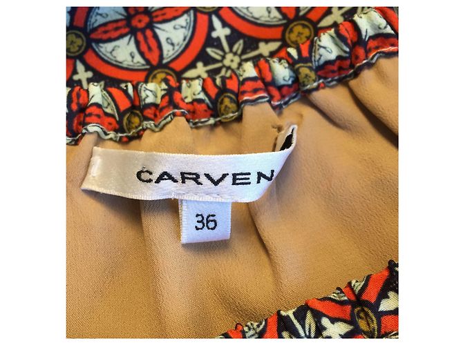Faldas CARVEN T.FR 36 Seda Roja - vista 3