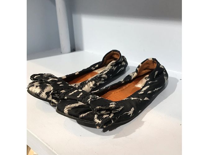Bailarinas LANVIN T.EU 36 Tela Negro - vista 3