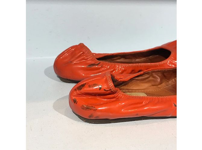 Bailarinas LANVIN T.EU 36.5 Cuero charol Naranja - vista 2