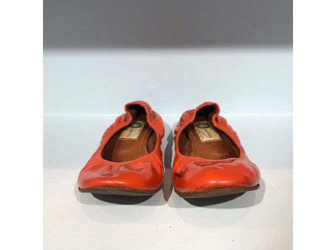 Bailarinas LANVIN T.EU 36.5 Cuero charol Naranja - vista 3