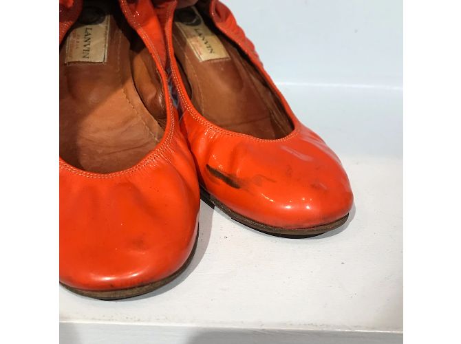 Bailarinas LANVIN T.EU 36.5 Cuero charol Naranja - vista 4