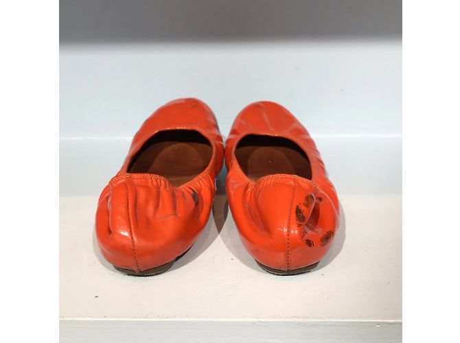 Bailarinas LANVIN T.EU 36.5 Cuero charol Naranja - vista 5