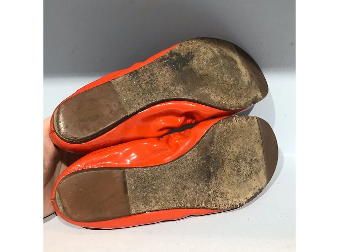 Bailarinas LANVIN T.EU 36.5 Cuero charol Naranja - vista 6