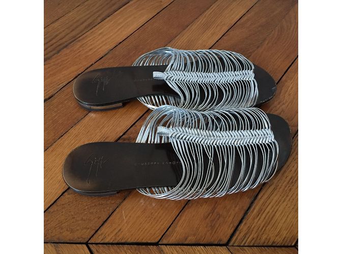 Sandali GIUSEPPE ZANOTTI T.EU 37.5 Pelle Argento - vista 4