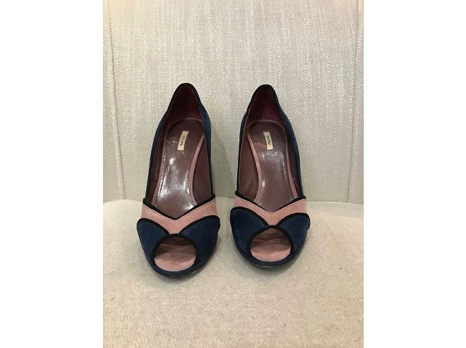 Tacchi MIU MIU T.EU 37 Camoscio Blu - vista 2