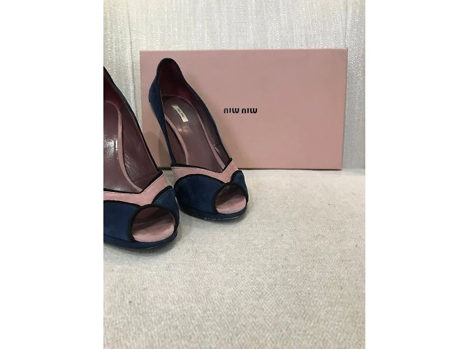 Tacchi MIU MIU T.EU 37 Camoscio Blu - vista 7