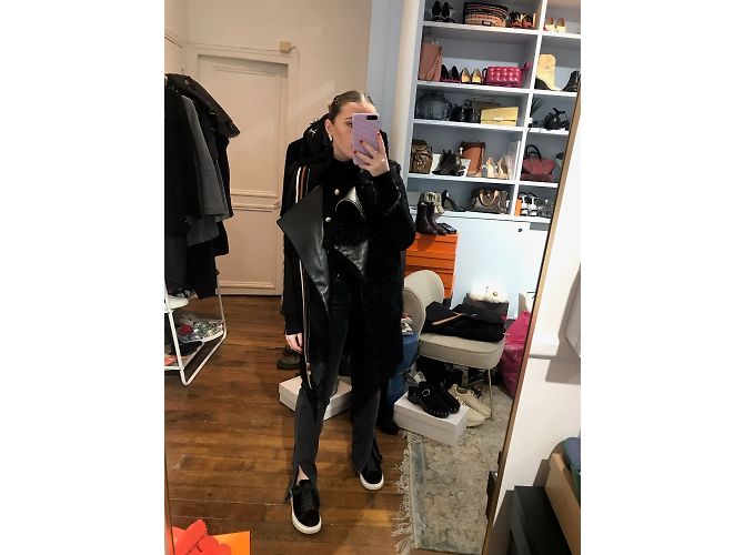 BOUCHRA JARRAR Jacken T.fr 38 Rindsleder Schwarz - Ansicht 3