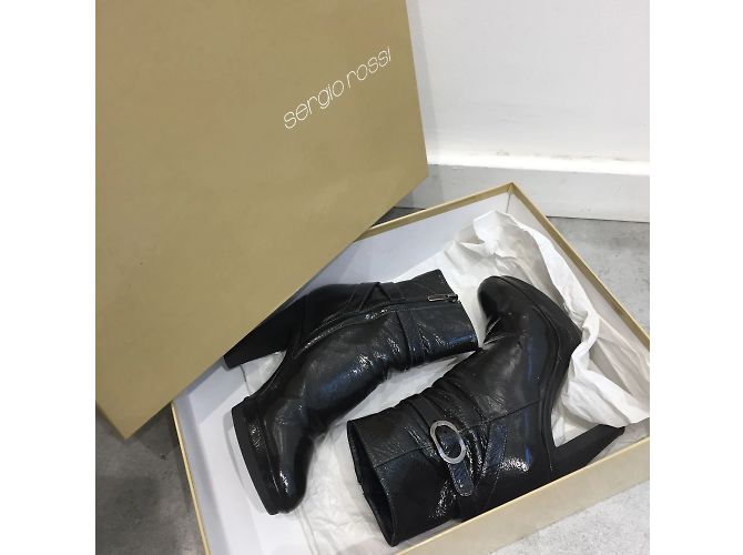 SERGIO ROSSI Botines T.EU 36.5 Cuero charol Negro - vista 6