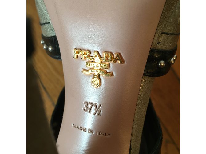 Sandálias PRADA T.EU 37.5 Couro Preto - vista 6