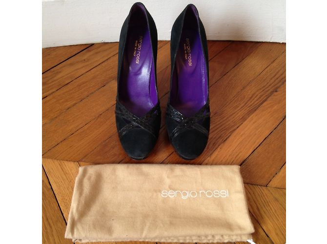 SERGIO ROSSI Heels T.EU 38 Suede Black - view 7