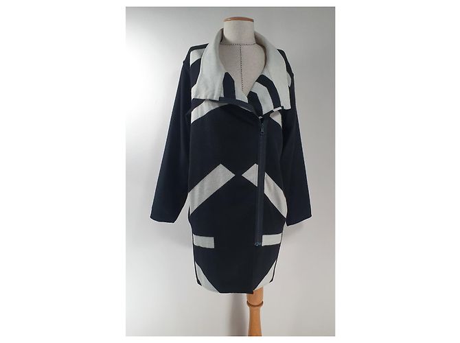 Abrigo Geo Helmut Lang Negro Blanco de Lana - vista 2