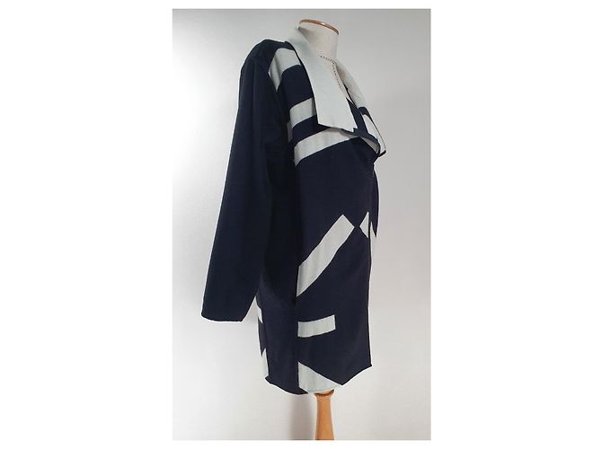 Abrigo Geo Helmut Lang Negro Blanco de Lana - vista 4