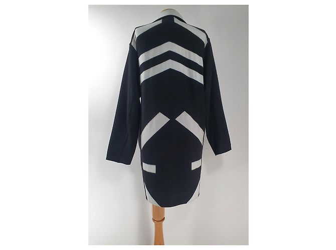 Abrigo Geo Helmut Lang Negro Blanco de Lana - vista 5