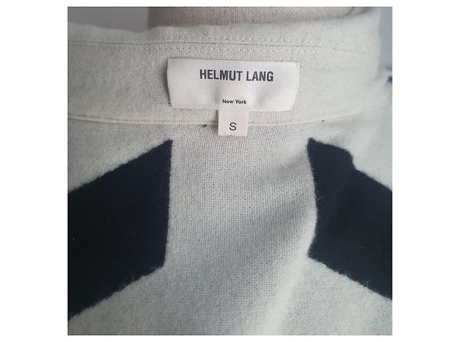 Abrigo Geo Helmut Lang Negro Blanco de Lana - vista 6