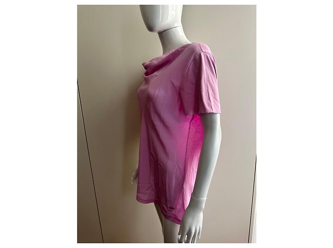Salvatore Ferragamo Top rosa de algodón y seda - vista 5