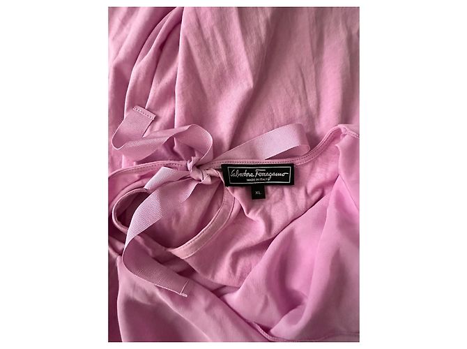 Salvatore Ferragamo Top rosa de algodón y seda - vista 9