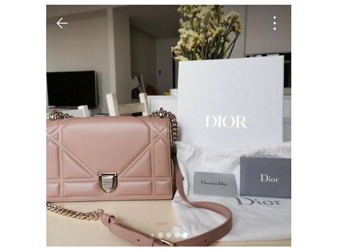 Borsa a mano Christian Dior Diorama in pelle rosa - vista 3