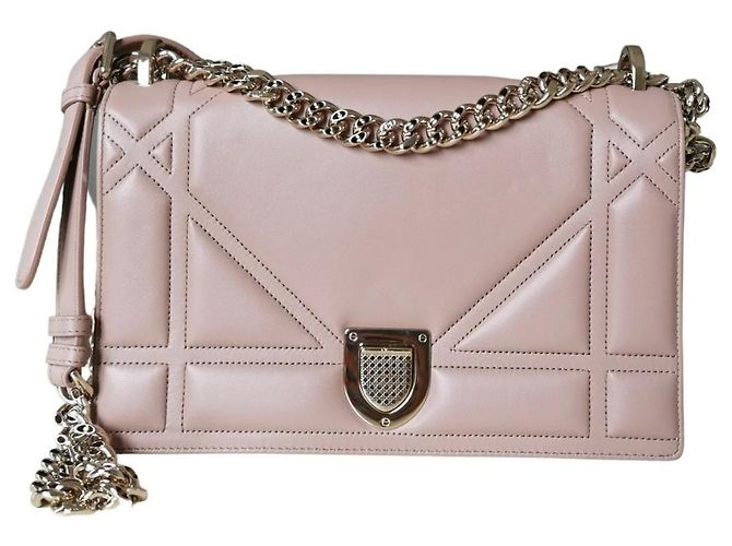 Borsa a mano Christian Dior Diorama in pelle rosa - vista 5