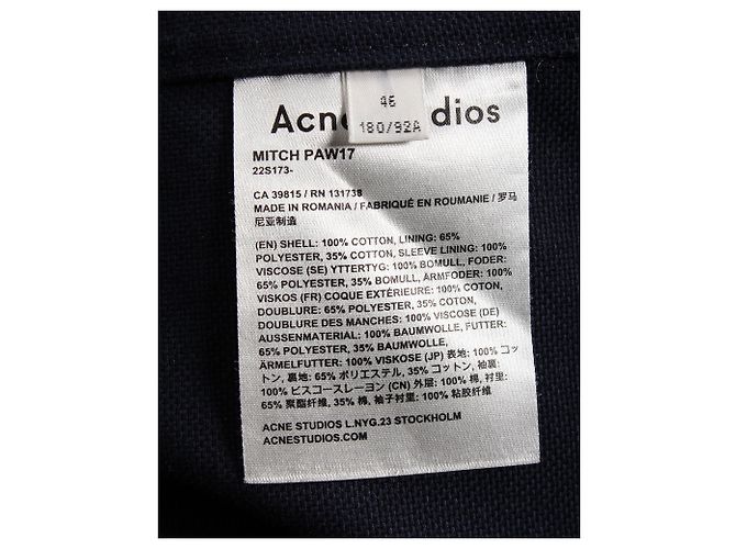 Giacca monopetto Acne Studios in cotone blu navy - vista 4