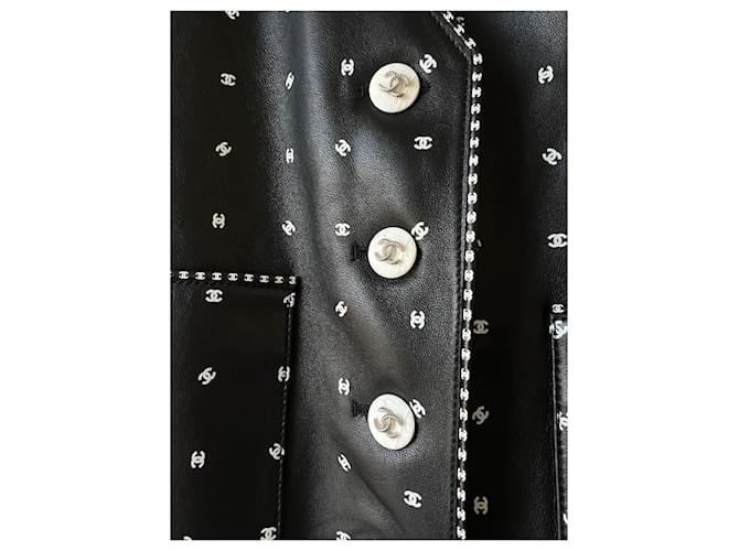 Chanel LOGO CC ärmellose Lederweste schwarz - Ansicht 3