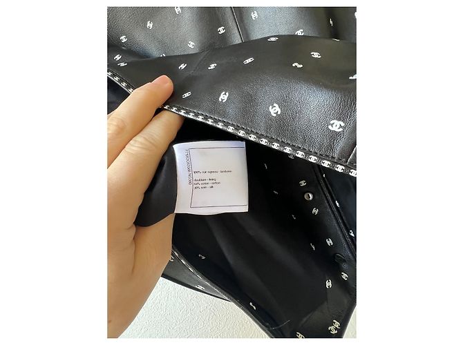 Chanel LOGO CC ärmellose Lederweste schwarz - Ansicht 6