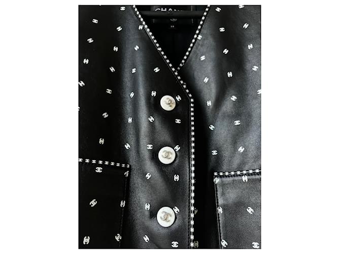 Chanel LOGO CC ärmellose Lederweste schwarz - Ansicht 8