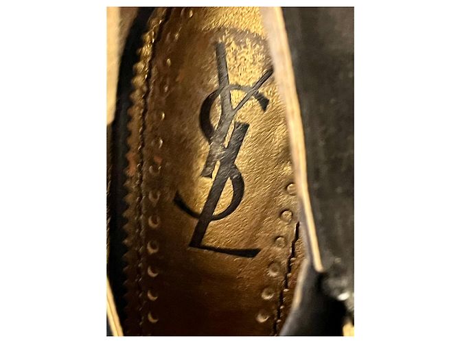 Yves Saint Laurent Botins TripToo YSL com debrum dourado Preto - vista 11