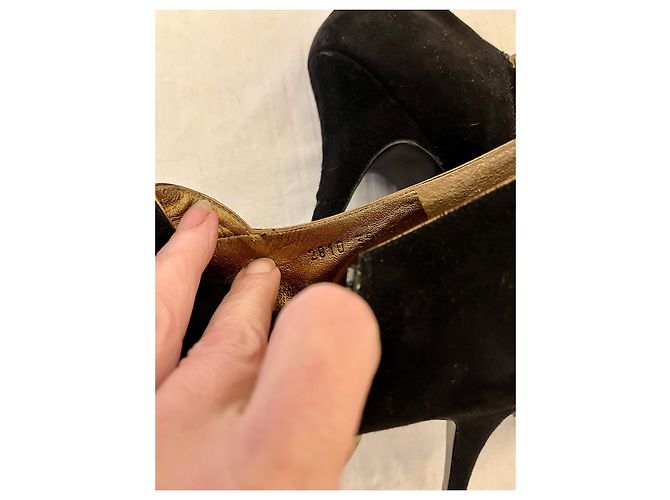 Yves Saint Laurent Botins TripToo YSL com debrum dourado Preto - vista 12