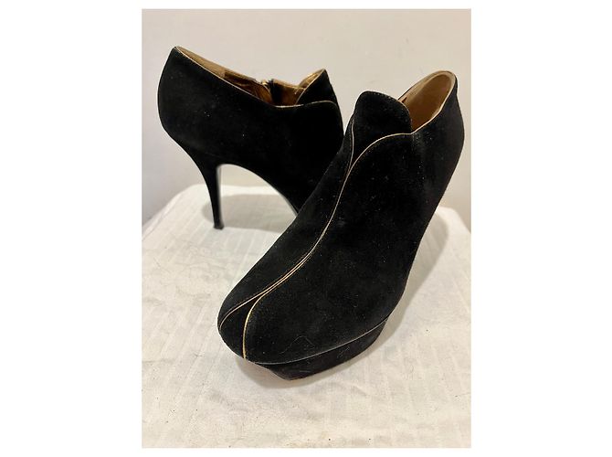 Yves Saint Laurent Botins TripToo YSL com debrum dourado Preto - vista 13