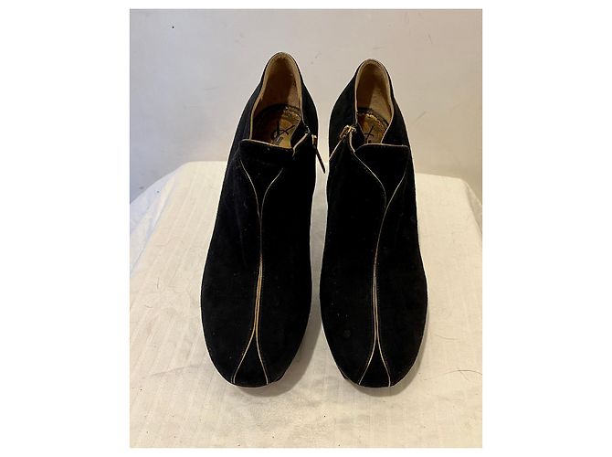 Yves Saint Laurent Botins TripToo YSL com debrum dourado Preto - vista 3