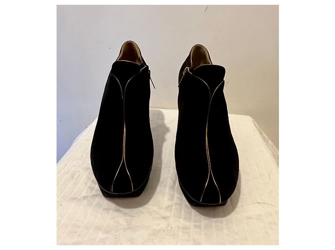 Yves Saint Laurent Botins TripToo YSL com debrum dourado Preto - vista 8