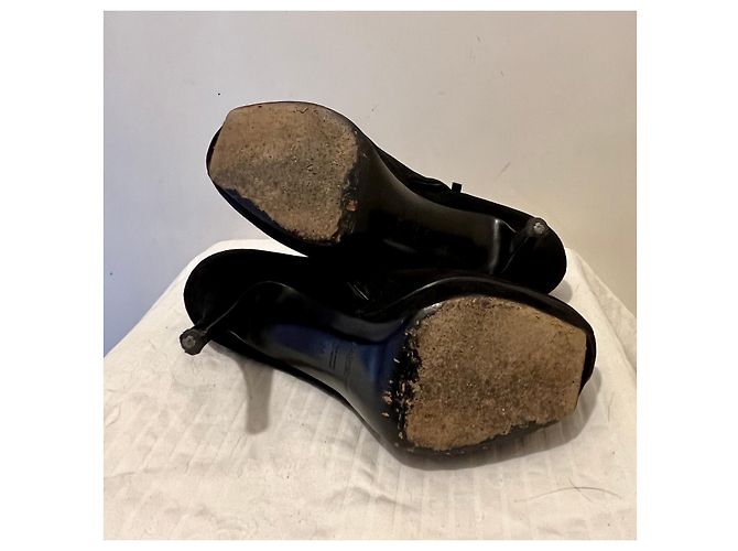 Yves Saint Laurent Botins TripToo YSL com debrum dourado Preto - vista 9