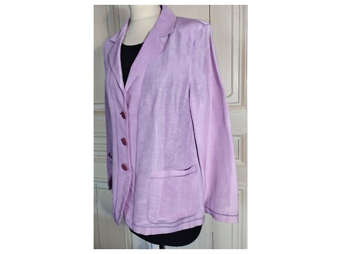 GIORGIO ARMANI CHAQUETA LIGHT CHIC MINIMALIST EMERISED LINO T 48 Púrpura - vista 10